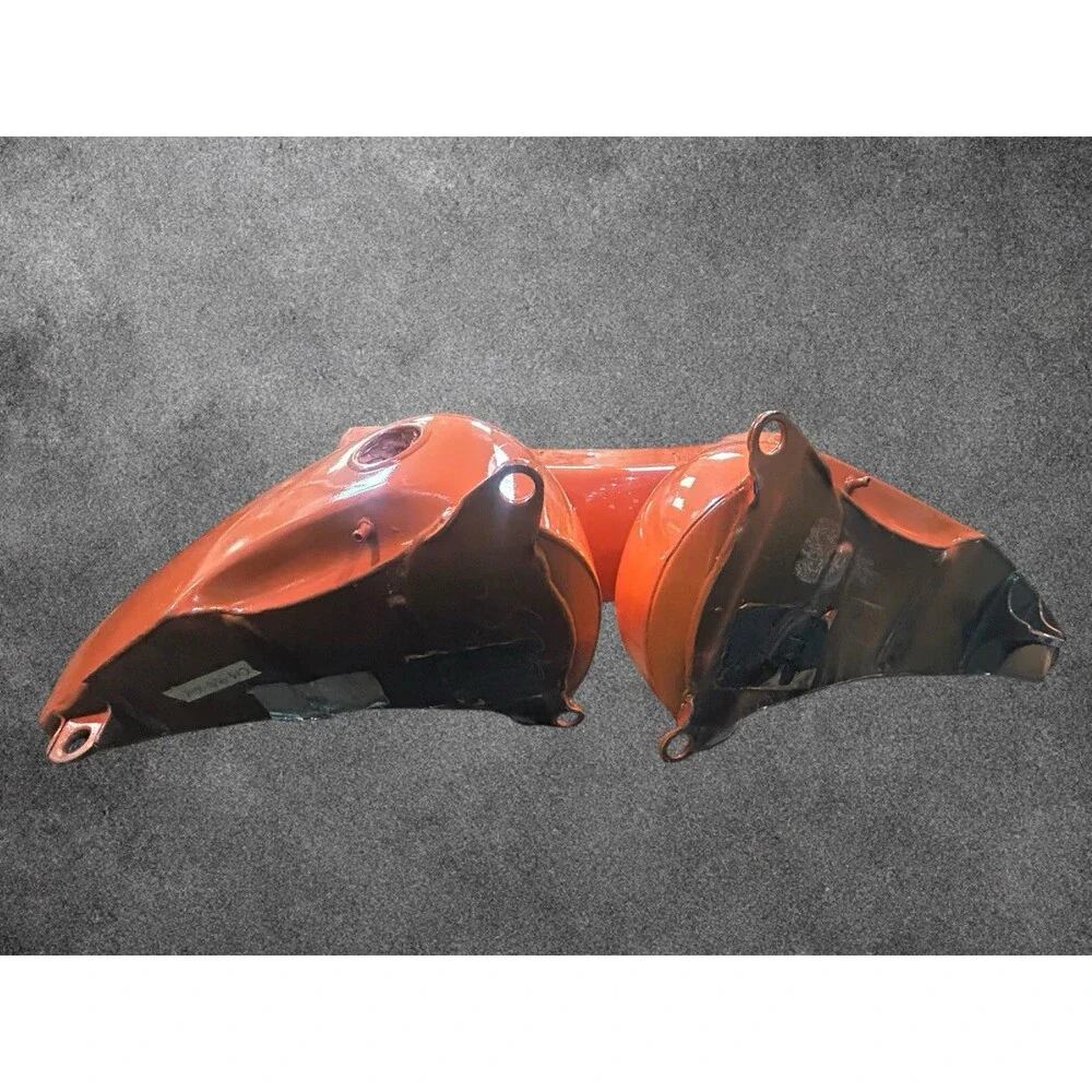Custom Painted Chopper Tin Set – Gloss Orange with Winged Iron Cross